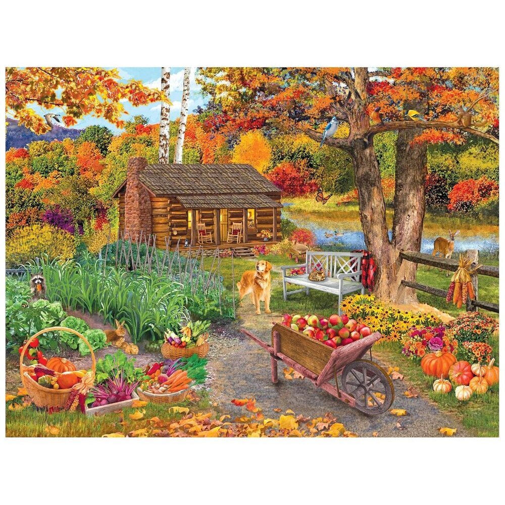 Bigelow Illustrations - Harvest at The Cabin 500 Piece Jigsaw Puzzle - Autumn Sc